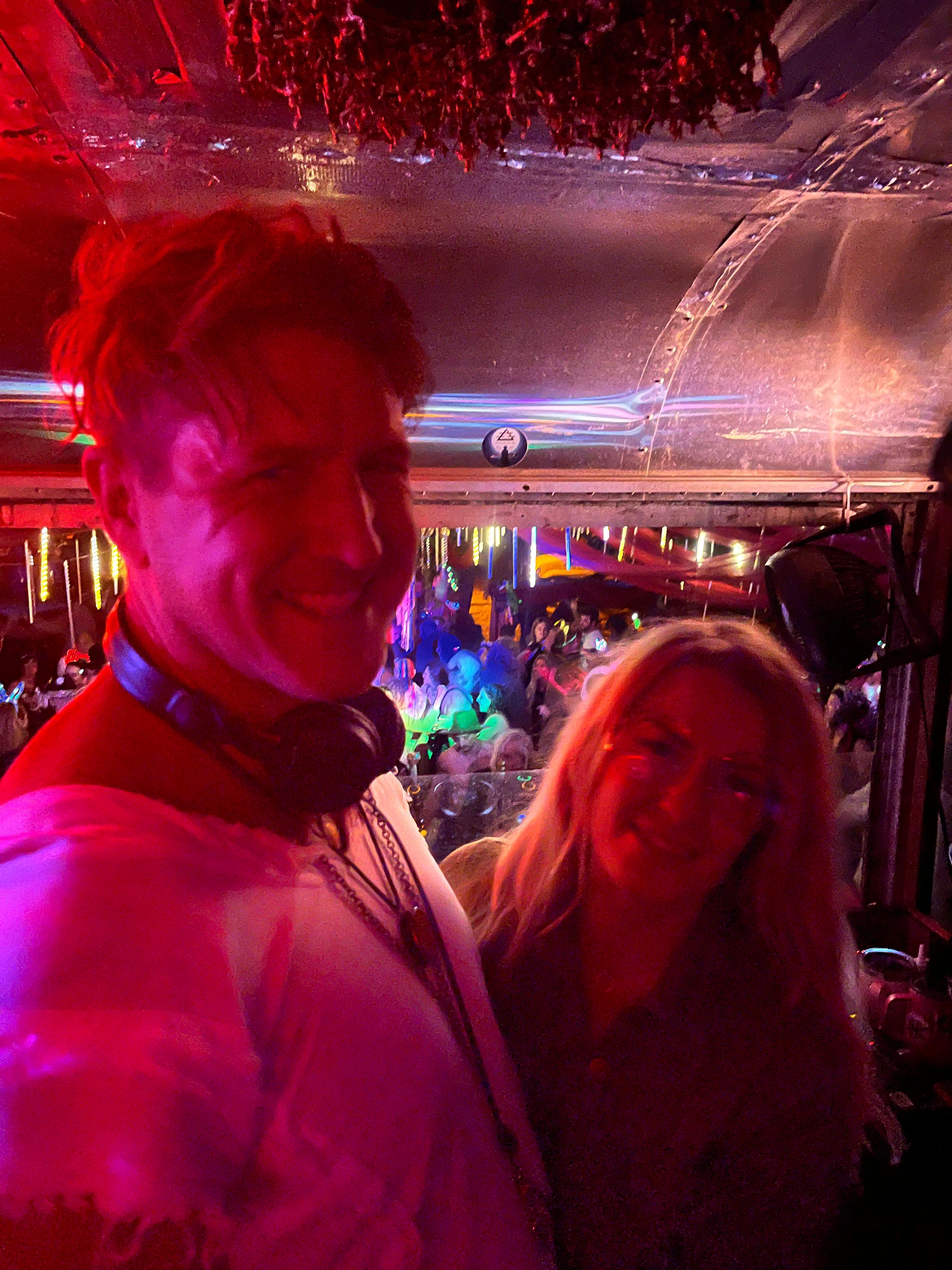 Behind the decks
